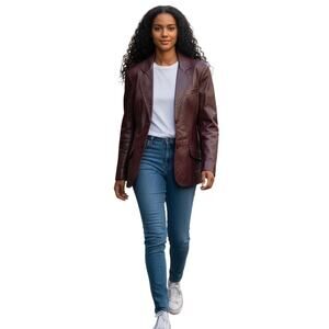 Vintage 80s Winlit Leather Jacket Womens Medium Eggplant Purple